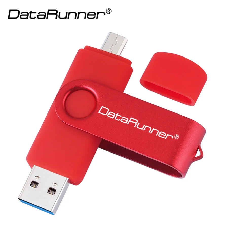 DataRunner OTG USB флеш-накопитель Высокоскоростной Usb 3,0 флеш-накопитель 256 ГБ 128 Гб 64 ГБ 32 ГБ 16 ГБ флеш-накопитель 2 в 1 карта памяти Micro USB - Цвет: Красный
