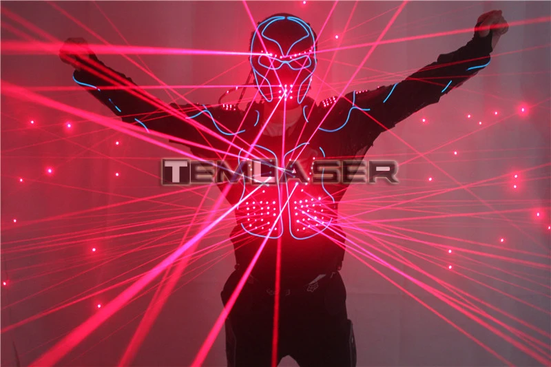 Новое поступление лазерных роботов костюмы, красная куртка для лазерных вечеринок светодиодный одежда, 650нм лазерные Мужские Сценические костюмы для ночных клубов
