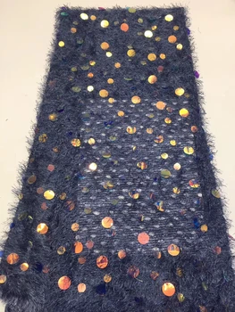 

African Lace Fabric 2019 High Quality French Mesh Lace Fabric With Sequins Nigerian Milk Silk Lace Fabrics For Dress ZX3199