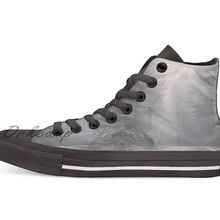 Повседневные Дышащие Кроссовки с высоким берцем на шнуровке с принтом леса, дороги, черного и белого цвета