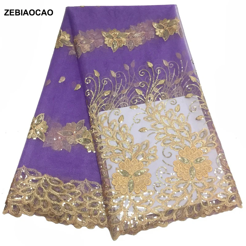 

5 Yards per lot french lace fabric with sequins good quality lace fabric African Royal blue mesh lace fabric for party dress
