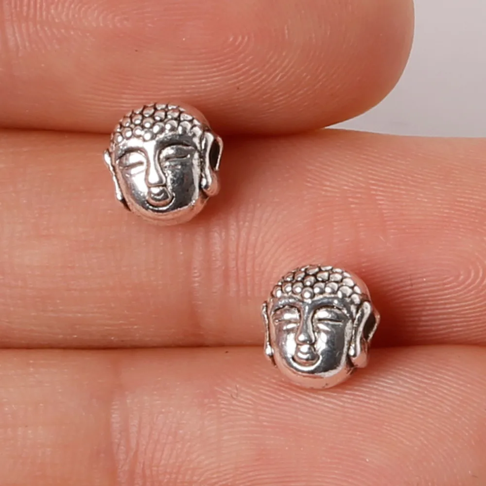 

Best Selling Buddha Beads Pendant 7X7mm 12pcs Plated Silver Antique Zinc Alloy Jewelry Findings Fit Making Necklaces
