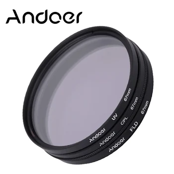 

Andoer 67mm UV+CPL+FLD Filter Kit Circular Polarizer Filter Fluorescent Filter for Nikon Canon Pentax Sony DSLR Camera with Bag