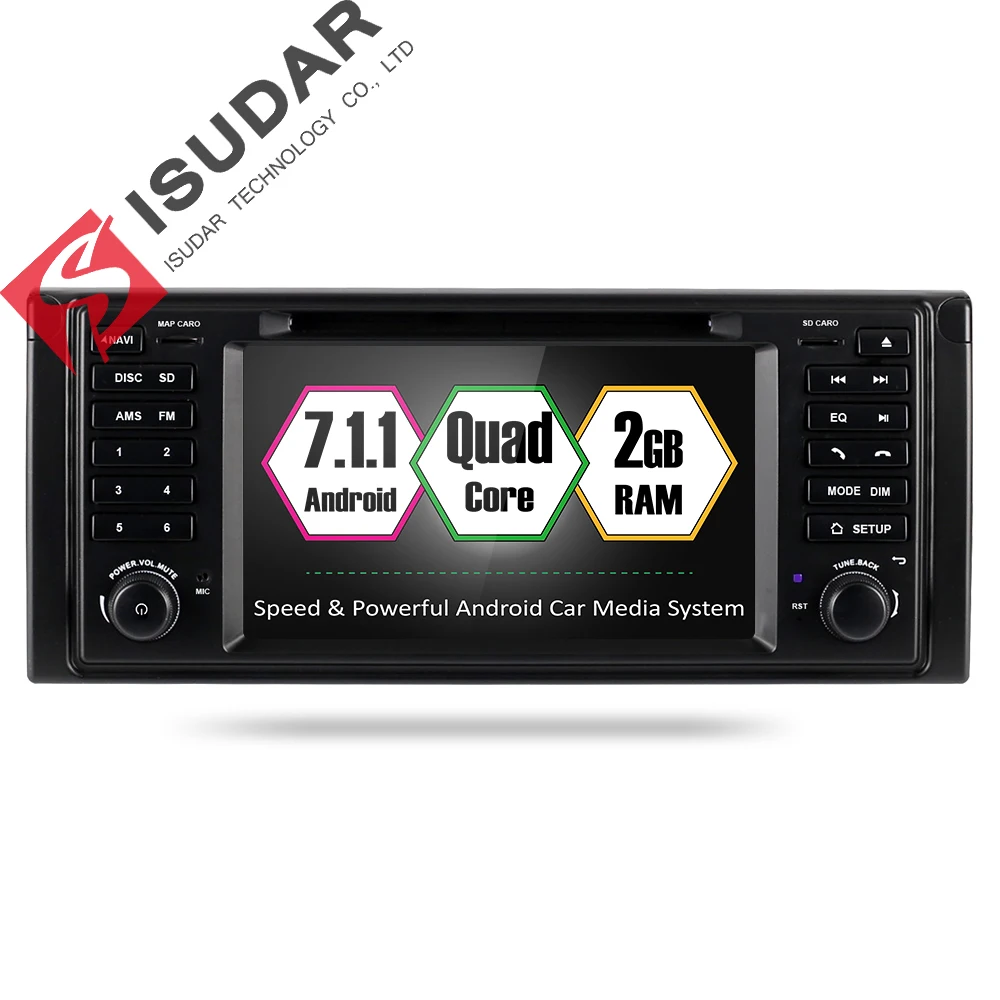 Android 7.1.1! 7 Inch In Dash Car DVD Player Multimedia For BMW/E39/X5/E53 With RAM 2GB Canbus Wifi GPS Navigation Radio FM USB