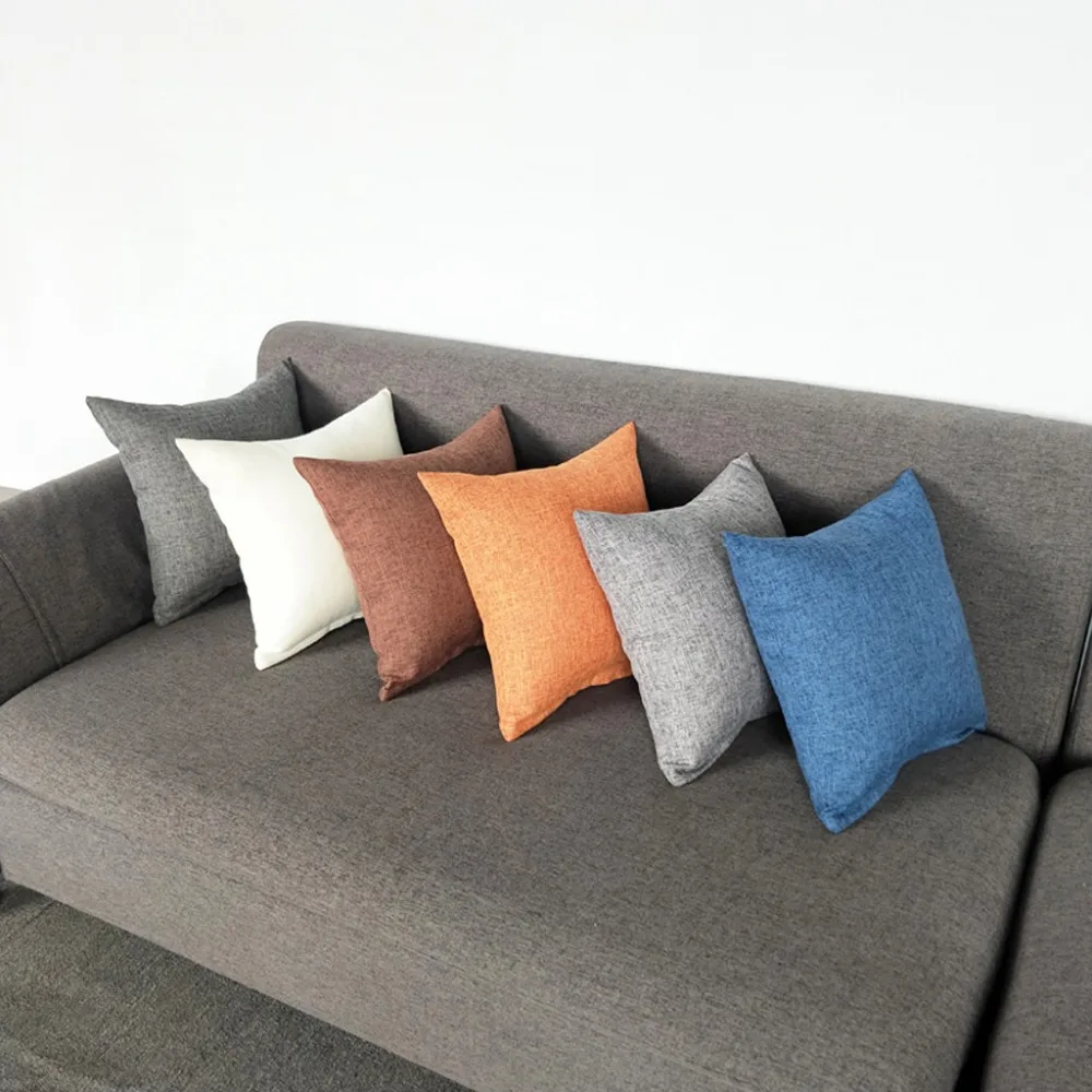 

Home Decorative Lining Linen Square Pillow Sofa Cushion Light Linen Solid color pillow + pillow core 45*45CM