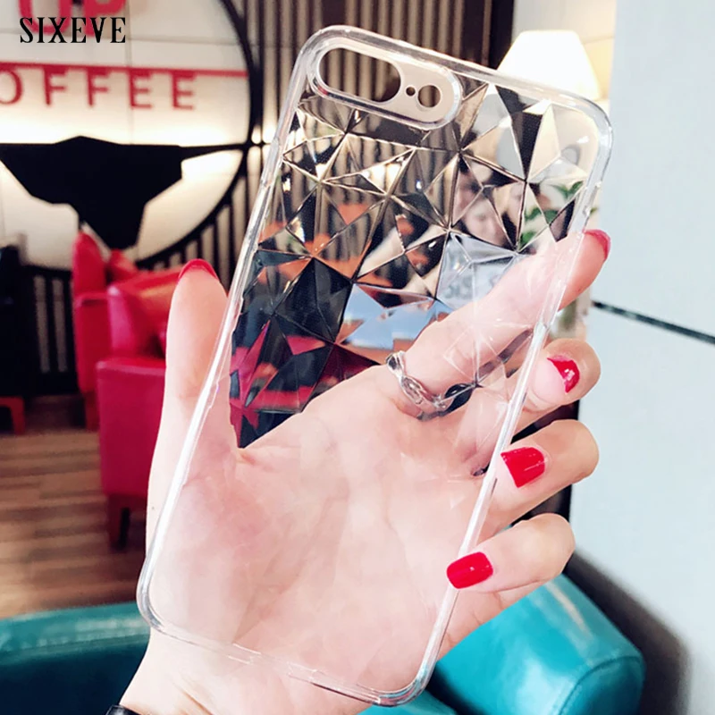 

SIXEVE 3D Diamond Pattern Phone Case For one Plus 5T 6 Luxury Ultra Thin Soft TPU Coque For oneplus 6 5T Shining Back Cover Capa