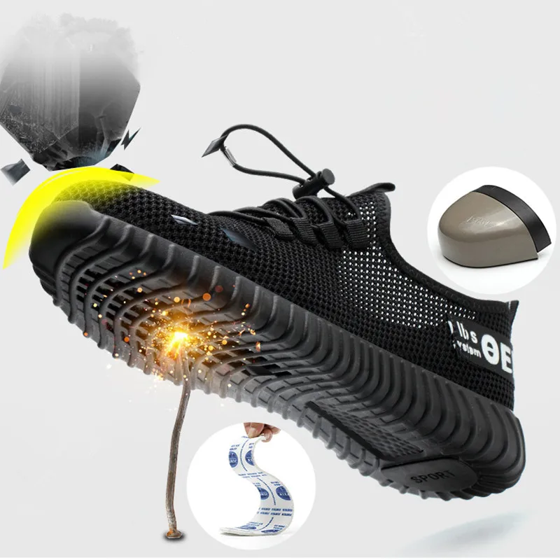 

Men's Breathable Steel Toe Work Safety Shoes Men Outdoor Prevent Puncture Construction Safety Work Boots Indestructible Shoes