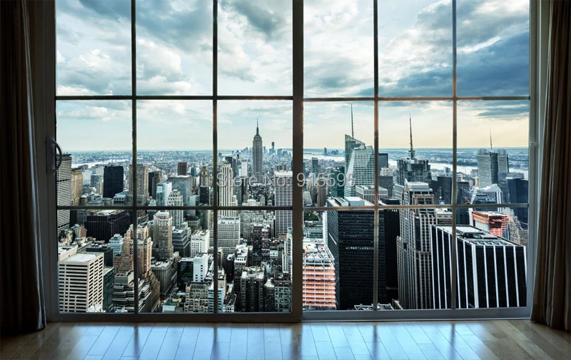 Пользовательские фото обои Нью-Йорк город здание окно пейзаж Фото Фреска украшение дома гостиной украшения Murale
