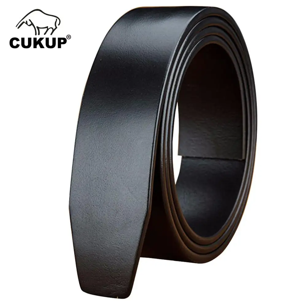 CUKUP 100% Solid Quality Pure Cowhide Leather Smooth Surface Automatic Ratchet Style Belts Only for Men Without Buckles NCK637