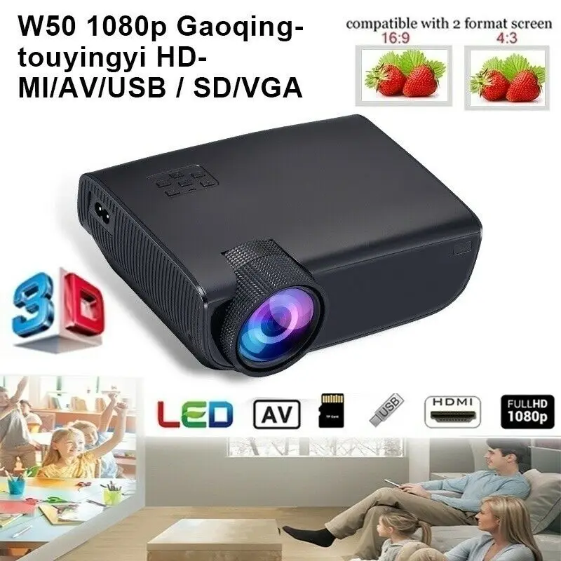 

1080P 3D 4K HD LED Projector Home Theater Cinema for Android/IOS QF66*