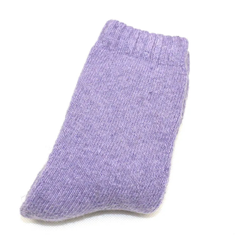 Подходит для-30 градусов, 6 штук = 3 пар/упак. зимние мужские и женские утепленные теплые шерстяные носки чистые хлопковые махровые носки - Цвет: women purple