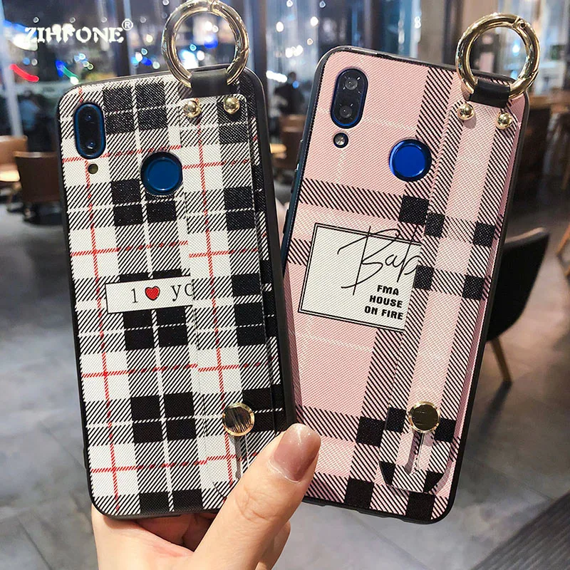 

Fundas Pink Lattice Lanyard for Huawei Nova 3 3i 3E Cases for Wristband Black Trellis Luxury Cute For Huawei Nova 4 Cases Coque