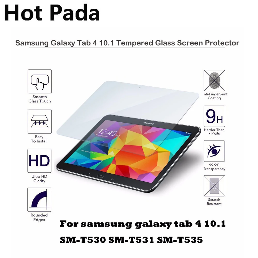 

Hot Pada glass screen protector for samsung galaxy tab 4 10.1 SM-T530 T531 T535 anti-explosion protective tablet film