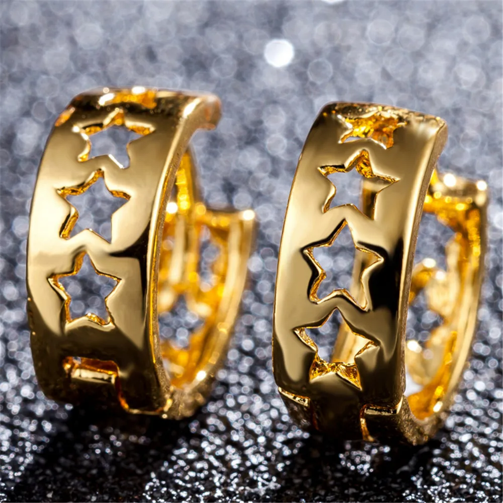 

ECODAY 4Colors Hollow Star Stud Earrings Pendientes Gold Color Earrings for Women Brincos Oorbellen Jewelry