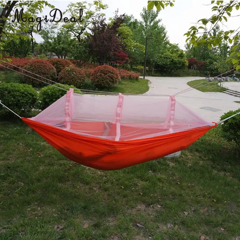 MagiDeal Portable Jungle Parachute Hammock Camping Outdoor Hanging Bed With Mosquito Net and 2 Hanging Straps