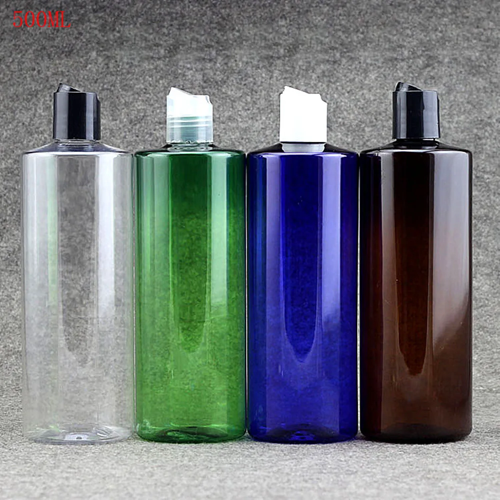 14pcs 빈 500ML 플라스틱 짜기 병 디스크 상단 플립 캡 무료 컨테이너 샴푸 로션 액체 포장