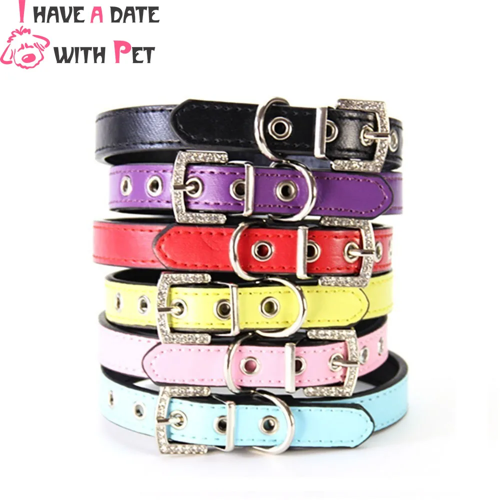 

Personalized Rhinestones Dog Collar Pink Blue Red Pet Strap for Small Medium Dog Puppy Cat Lead accessories Chihuahua