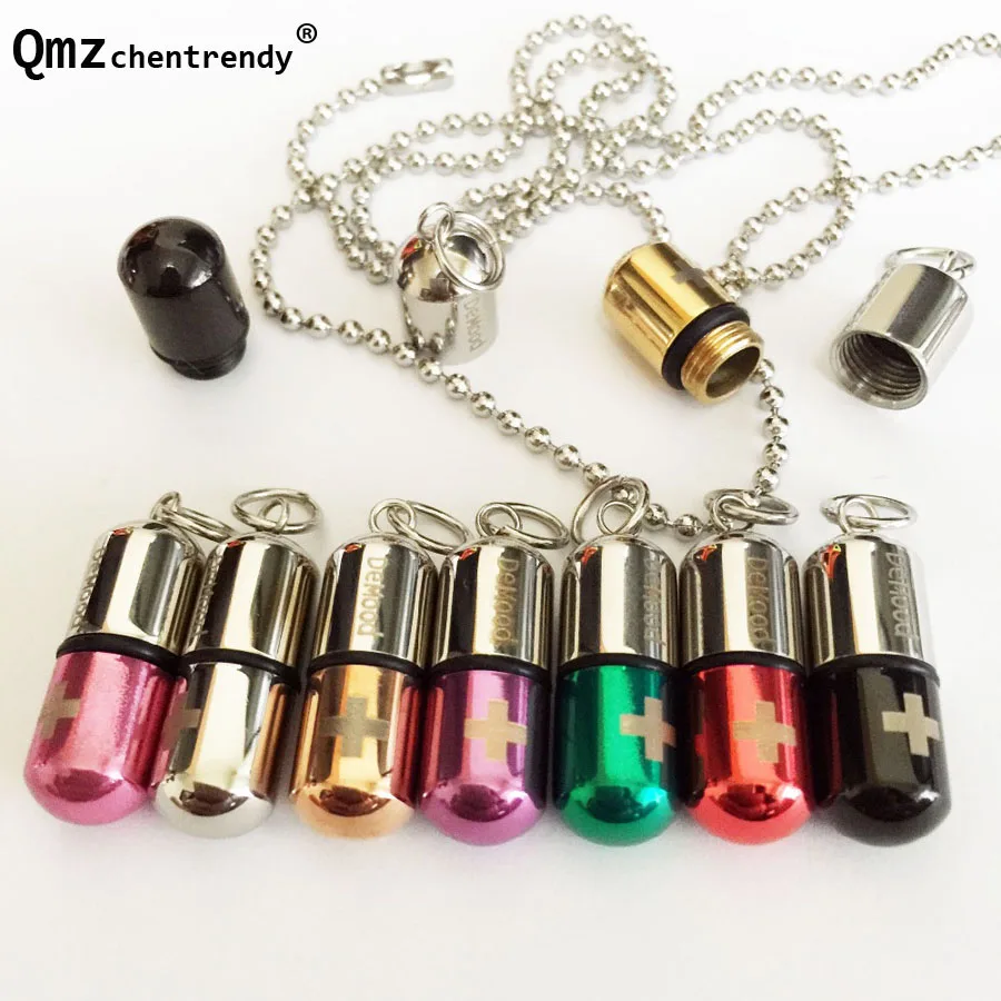 

Wholesale Price Demood Stainless Steel Cremation Pets Ash Pill capsule Vial Pendants Necklaces Love letter Pendant Urn Jewelry