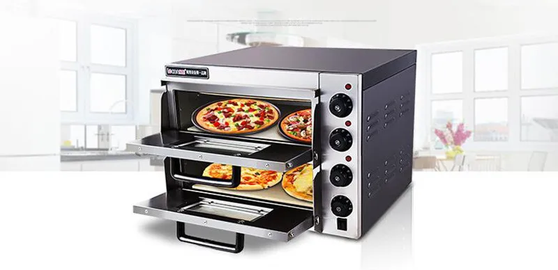 Электрическая стальная печь для выпечки коммерческий термометр двойная печь для пиццы мини хлеб/торт тостер PO2PT