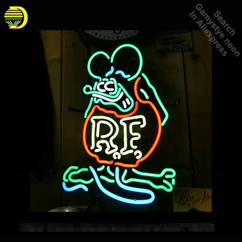 Неоновая вывеска для Rat Fink mouse Ретро РЧ неоновая трубка знак коммерческий свет гараж Ручной Работы Лампы витрины магазинов неоновый свет знак VD