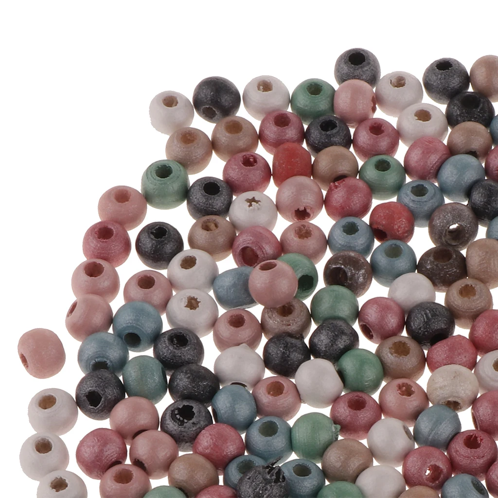 1 Pack Pearly Luster Surface Wooden Spacer Beads Loose Beads Crafts Supply Kids Toys Supply Kids Necklace Bracelets Accessory