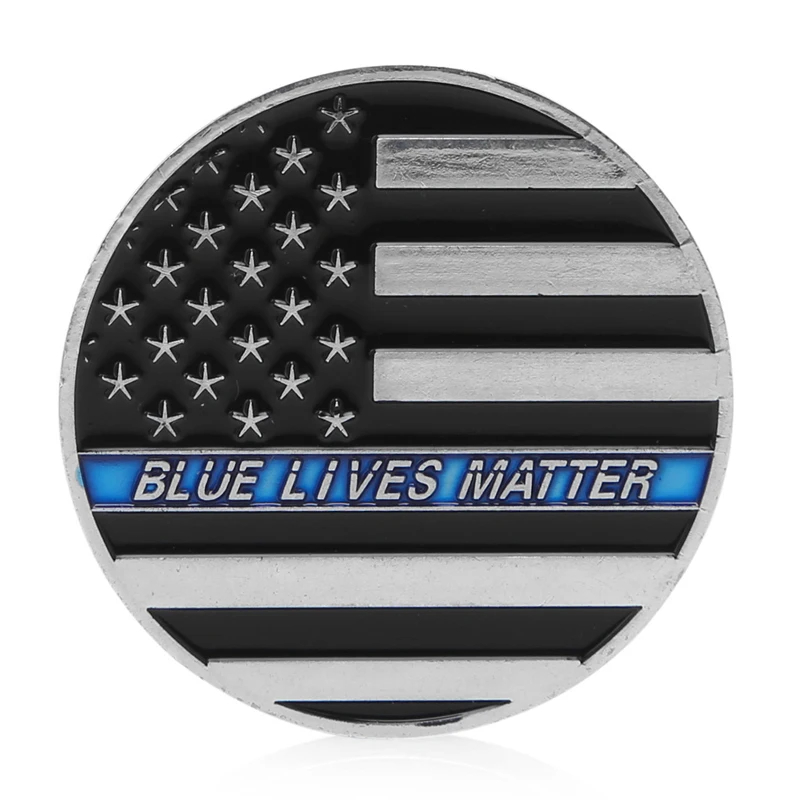 Тонкая Голубая линия жизни материя полиция Америка щит памятная монета APR26