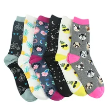 Женская мода ананас Мопс Новинка Sokken крутые чесаные хлопковые носки милые забавные Харадзюку Мультфильм жаккард Crew милые носки
