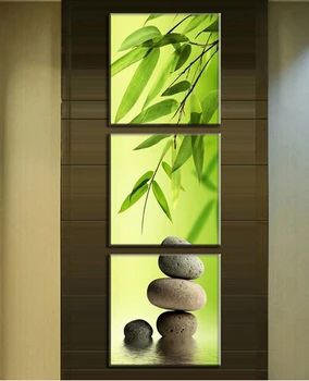 

3 Pieces Bamboo and Stone Canvas Paintings vertical forms Canvas Prints Wall Pictures for Living Room Picture Unframed