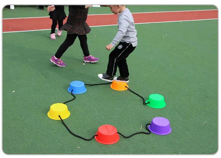 Спортивные детские игрушки с балансом шаговый камень ведро шаг-а-камень открытый Крытый детская игра деятельности-набор из 6