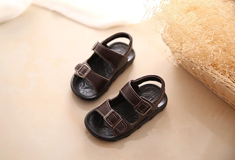Детские летние пляжные сандалии для мальчика из натуральной кожи, удобные сандалии с мягкой подошвой, обувь для малышей, размер 21-30