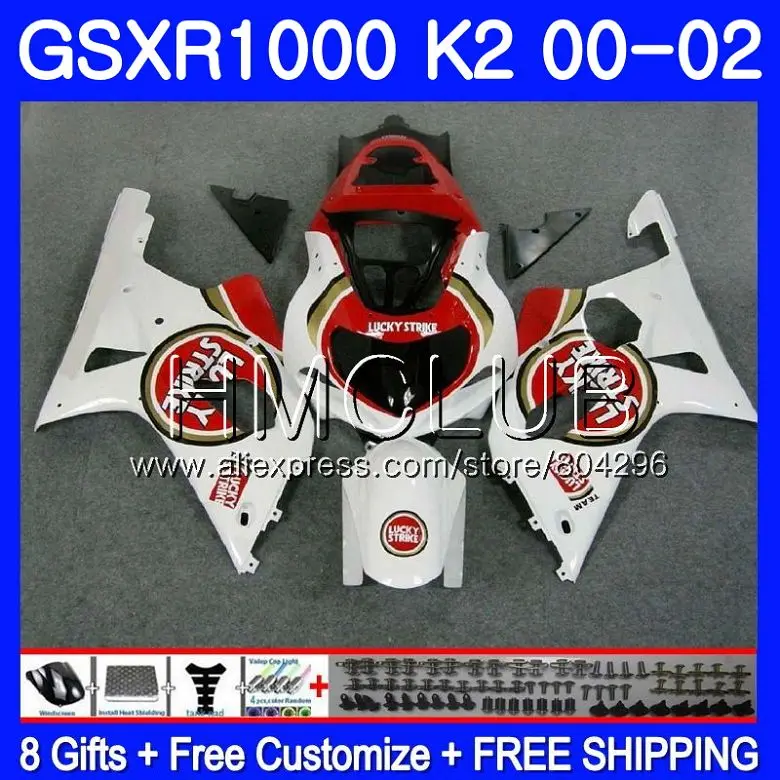 

Body For SUZUKI GSXR 1000 GSX-R1000 GSXR1000 00 01 02 31HM15 GSXR-1000 00 01 02 K2 Lucky Strike GSX R1000 2000 2001 2002 Fairing