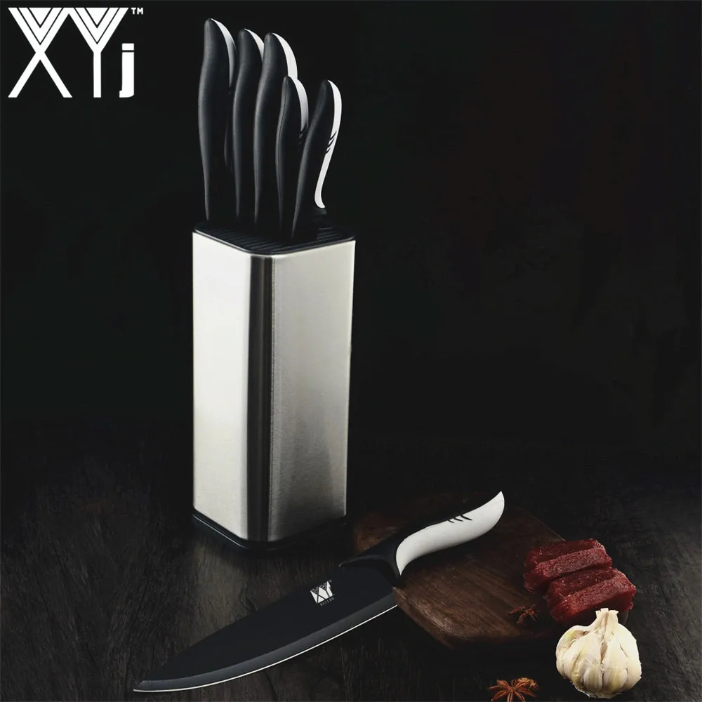 XYj Kitchen Stainless Steel Knives Holder Block Stand Fruit Utility Santoku Chef Slicing Bread Accessorie New Year Gift |