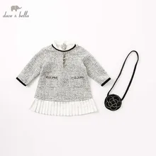 DB8413 dave bella/осеннее платье принцессы для маленьких девочек детское платье с длинными рукавами для дня рождения Детские платья с сумочкой