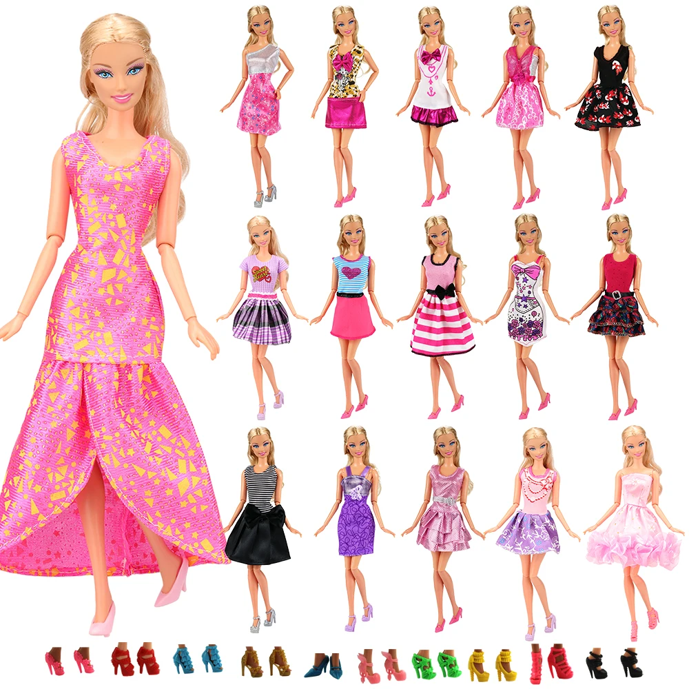 

Baby Dolls Send Randomly 12PCS/Set Dresses+10Pairs Shoes Outfit Beautiful Handmade Princess For Barbie Clothes And Accessories