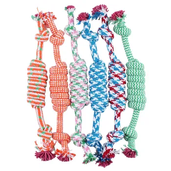 

1PC Random Color New 27CM Dog Pet Puppy Chew Cotton Rope Ball Braided Knot Toy Durable Braided Bone Rope Funny Tool