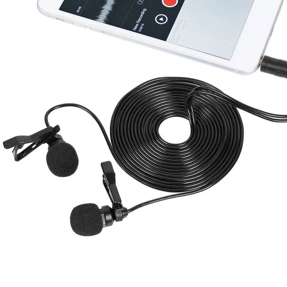 

Mini Lavalier Lapel Microphone Dual Headed Recording Clip On Mic for iPhone iPad Samsung Tablet JLRJ88