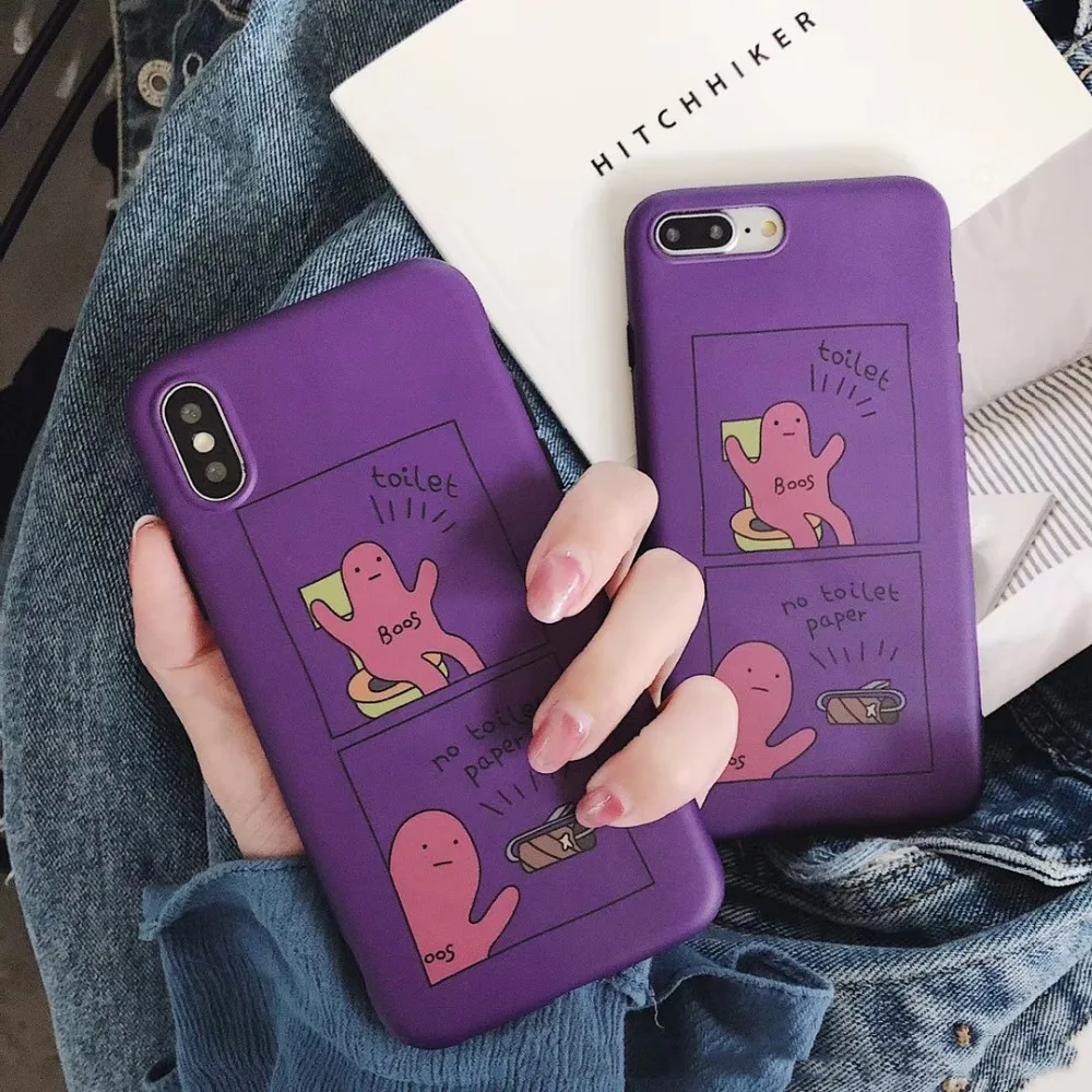 Cute Purple IMD Soft Silicon Case For iPhone XR XS Max X Luxury Lovely Spoof Paper Boss 6S 7 8 Plus Back Cover Coque |