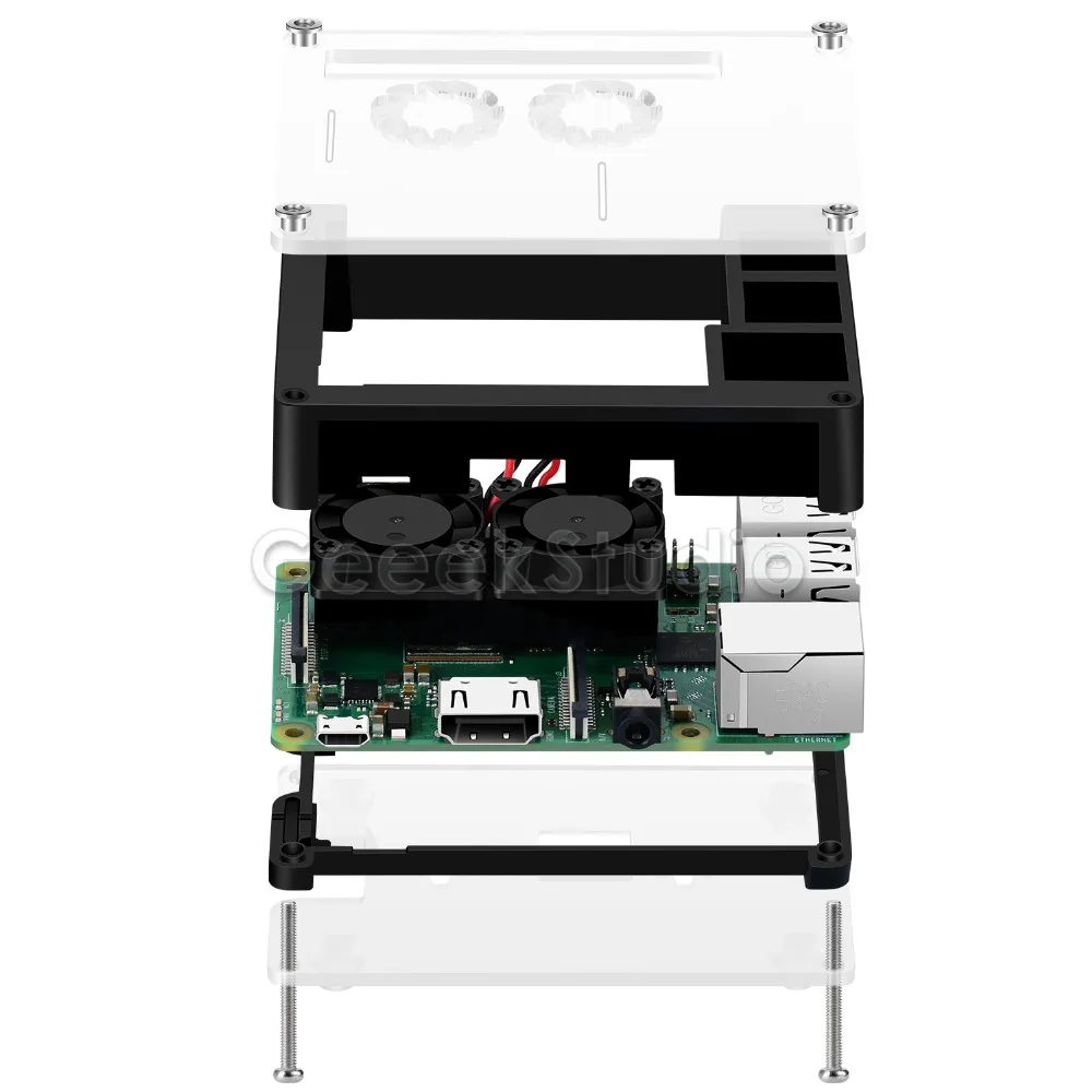Чехол из акрилового АБС пластика с дополнительной версией 3B + Dual Fan Heatink 5V 2.5A