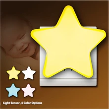 EU / US Plug LED Star Night Lights Wall Socket Bedside Lamp AC 220V 110V Lovely Light Control Children Room Feeding Night Lamps