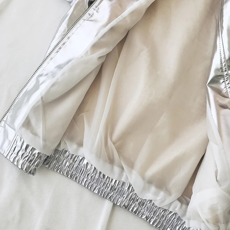 Moto Éclair Pu Ruban Manches Ressort Glissière Femmes Argent Biker Longues Court Fermeture En Femme 2019 À Lâche Cuir Veste Automne zYqIzB6n