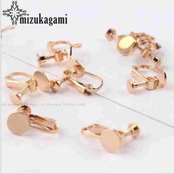 

Screw Ear Clip Earring Settings Golden Painless Ear Hole Flat Bracket 10PCS/lot For DIY Fashion Earrings Making Accessories