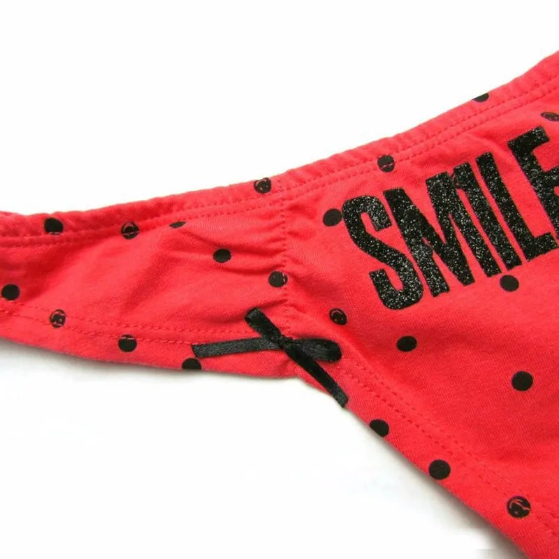 Женские хлопковые трусики smile dots розовые красные белые сексуальные стринги с