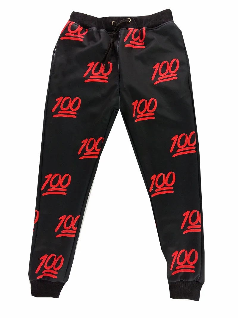 2015 New Fashion Emoji Jogger Men Pants Sport 100 Black red Jogging ...