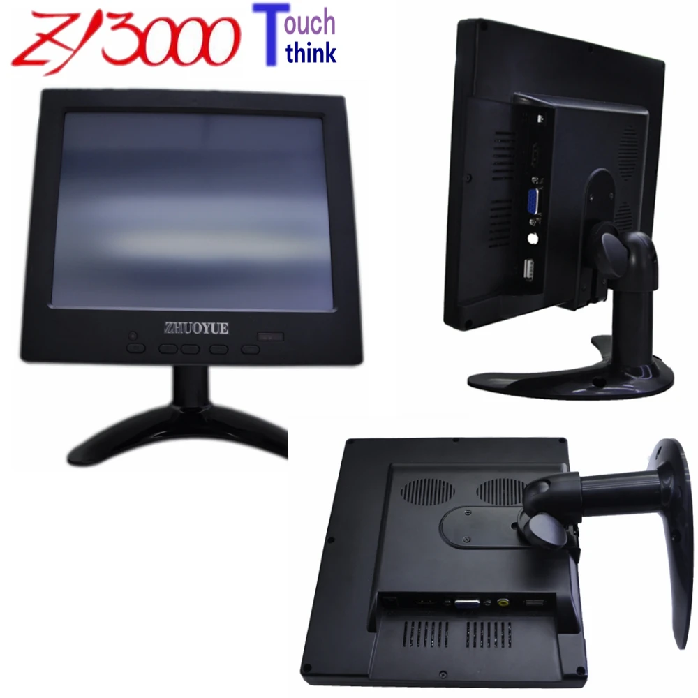 warranty 1 year new stock 8 inch 4:3 800*600 led 1*VGA 1*HDMI 1*AV dc12v input 4wire usb resistive touch screen monitor for car