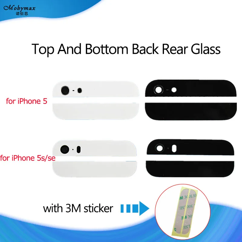 

1Set Back Cover Glass Rear Housing For iPhone 5 5S SE Assemble Housing Top Bottom Replacement Parts Camera Flash Lens+3M Sticker