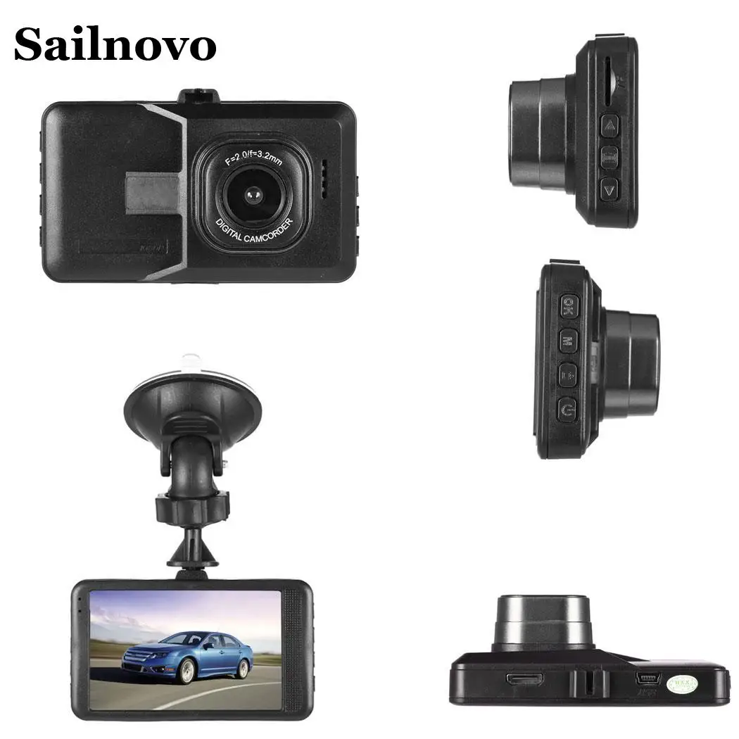 Wookrays Видеорегистраторы для автомобилей 3 дюймов Экран 1080P HD Dash Камера USB/HDMI 140