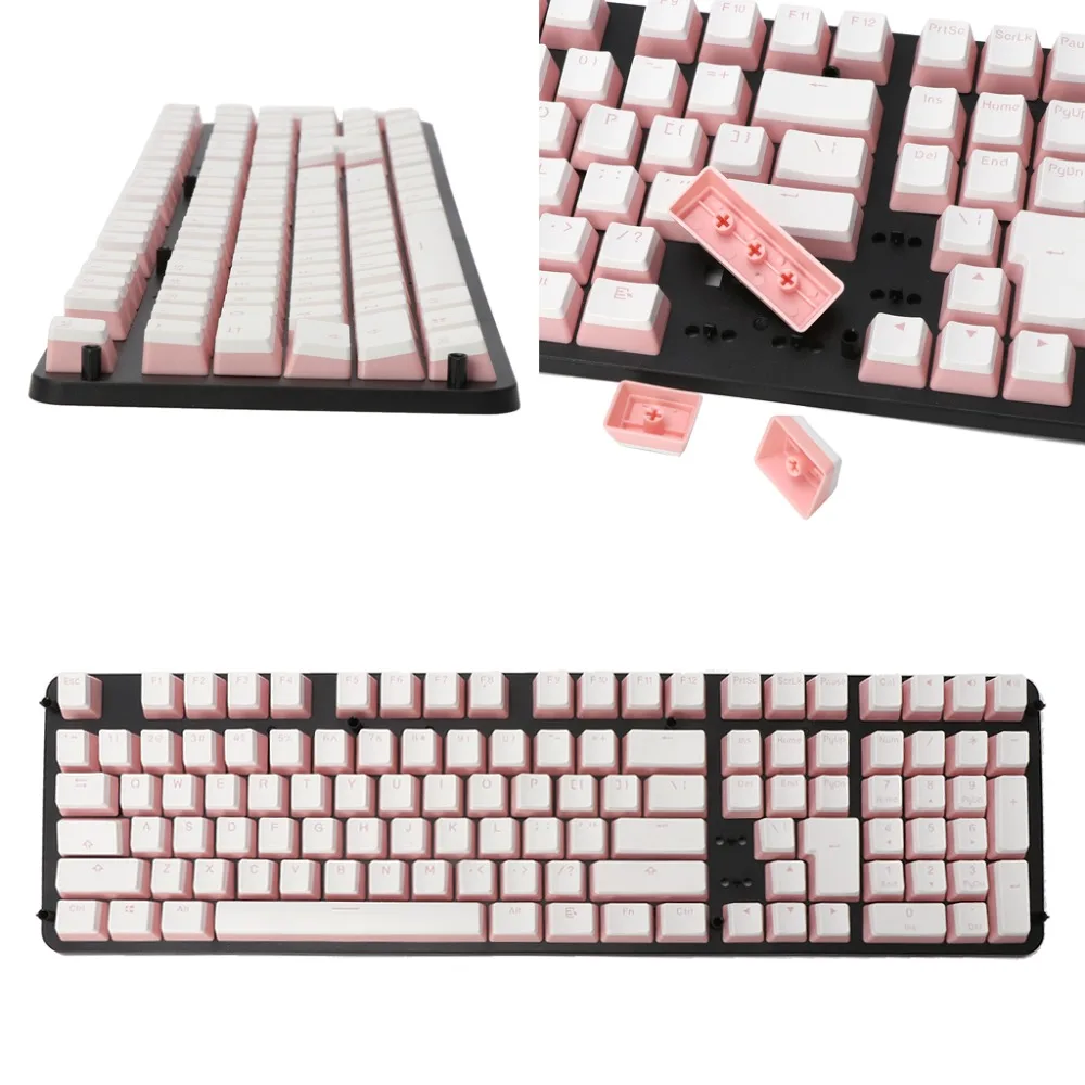 RGB 108 колпачки для ключей ANSI макет добавлены розовые пудинга из ПБТ двойные молока