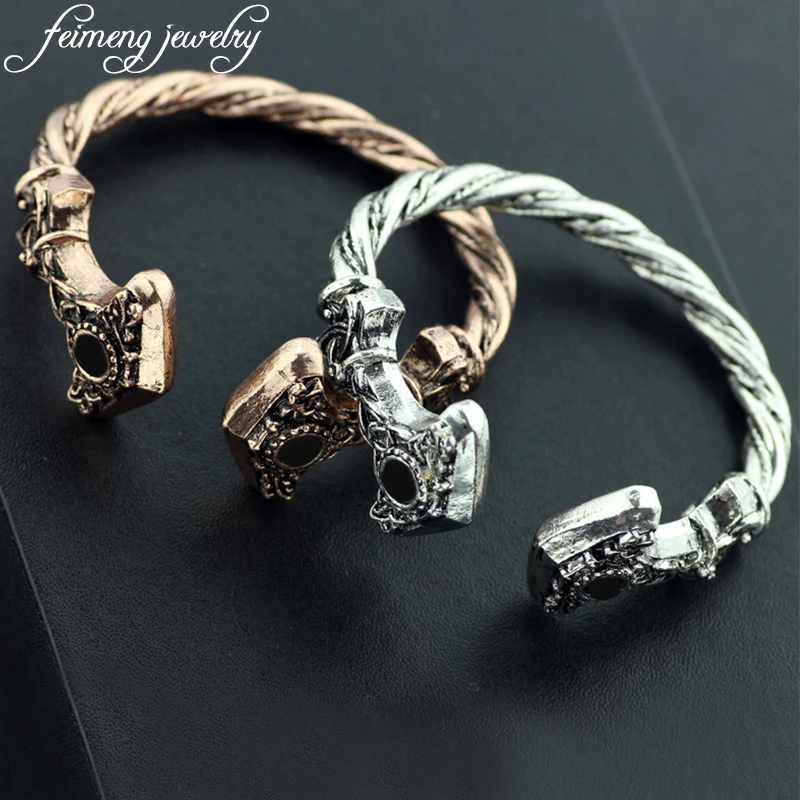 

Punk Norse Viking Amulet Bracelet High Quality Scandinavian Thor's Hammer Bracelet Men Fashion Cool Bangle Jewelry Accessories