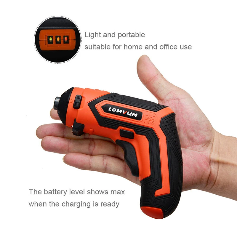 LOMVUM Mini Electric Drill Set 4V USB Rechargeable Cordless Drill 4 Adapter Changeable Multifunctional Home DIY Screwdriver