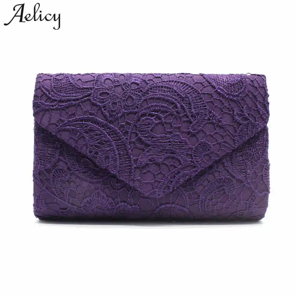 

Aelicy Fashion Women Shoulder Bags 2018 Bridal Clutch Elegant Floral Lace Envelope Clutch Evening Prom Handbag Purse Lady Long
